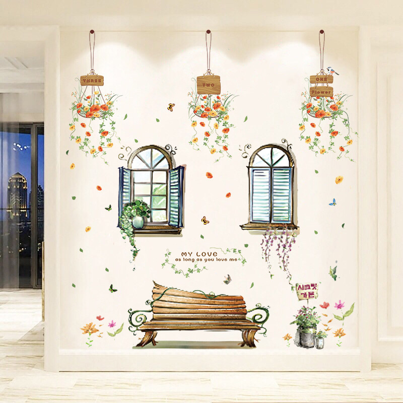 温馨客厅沙发电视背景墙贴纸卧室墙面装饰墙纸自粘小清新绿叶贴画