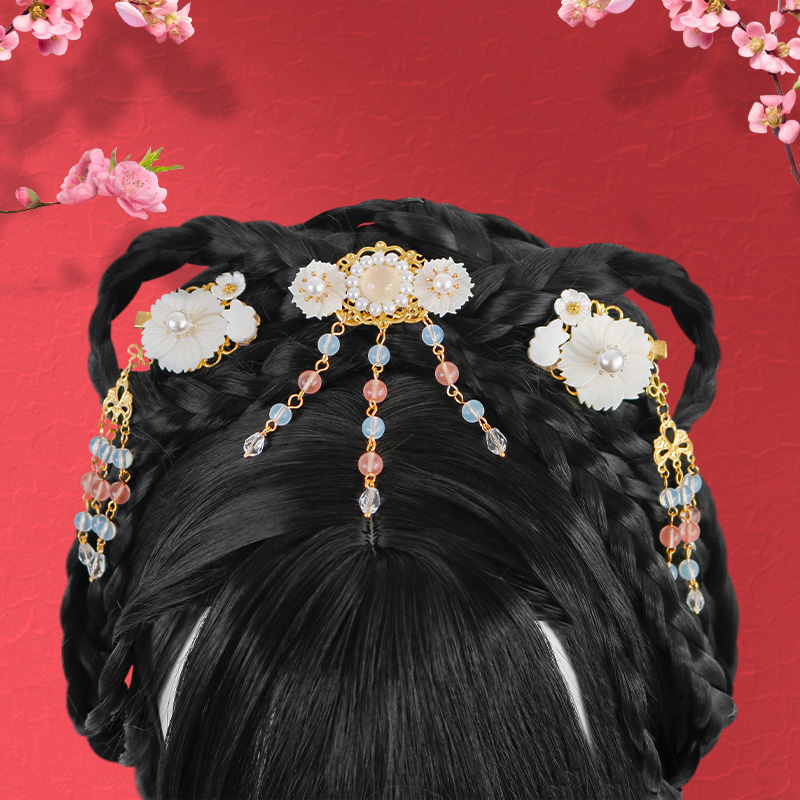 魏晋制古装整顶假发女全套头 懒人汉服古典女古风造型假毛头套式