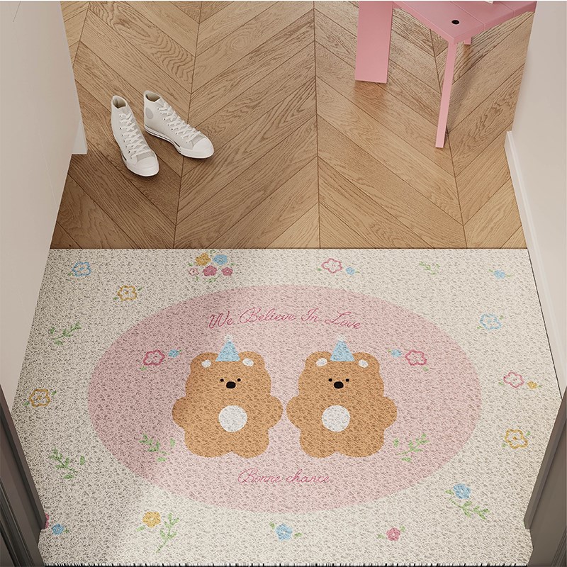 可爱软糖熊入户地垫丝圈防滑脚垫耐脏地毯进门垫子玄关门口可裁剪