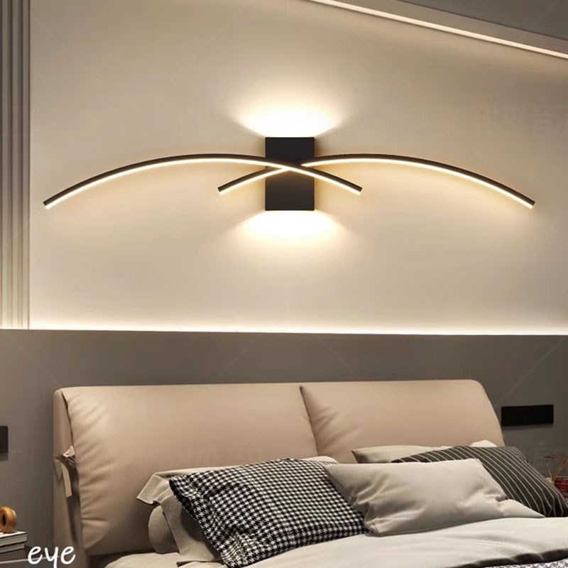 极简长条壁灯卧室床头灯客厅沙发背景墙个性网红免布线充电壁灯