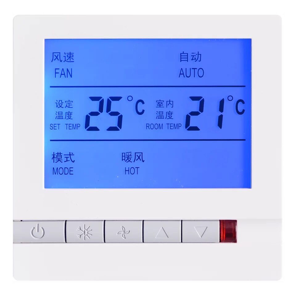 四管制中央空调温控器通风机盘管控制器液晶屏按键三速开关面板厂