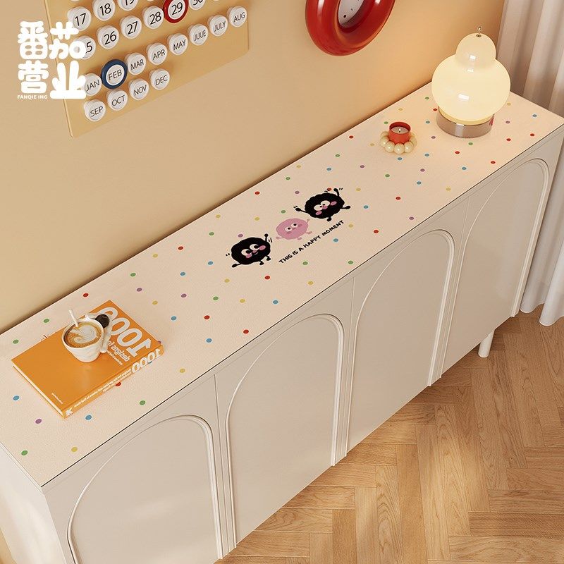 奶油风家用边柜垫玄关入户鞋柜防尘垫可爱卡通煤球电视机柜保护垫,居家布艺,茶几垫,淘宝优惠券,粉丝福利购,淘宝优惠卷