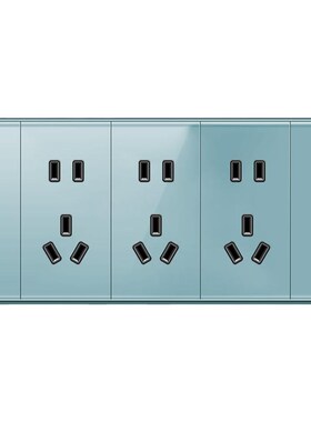 118型蓝色开关插座面板多孔家用厨房墙壁暗装五孔6孔9九孔十二孔