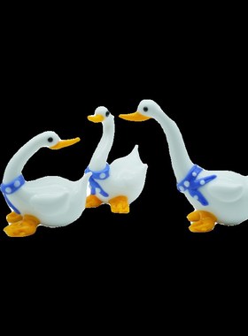 纯手工琉璃可爱大白鹅桌面摆件白天鹅生日祝福礼物家居书桌装饰品