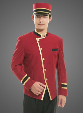 酒店迎宾前台接待秋冬装 门童服服装 门童制服套装行李员工作服男