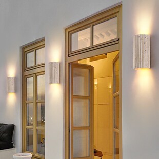 条纹透光黄洞石户外壁灯防水楼梯庭院门口复古室外阳台别墅氛围灯