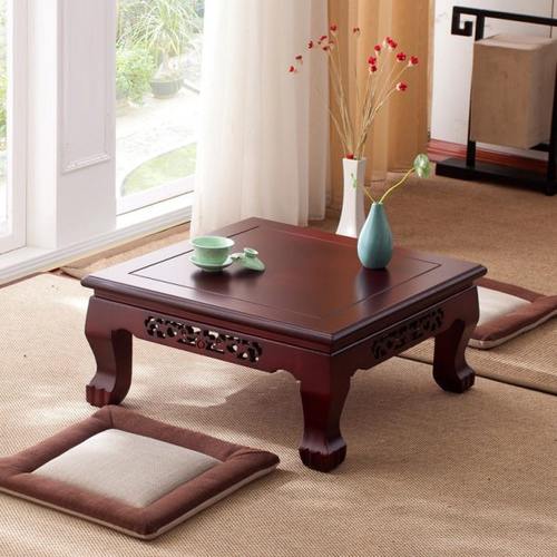 包邮实木雕花飘窗桌欧式榻榻米茶几现代简约炕桌矮桌和室几地台桌