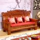 实木沙发中式 古典老式 木经济型农村别墅仿古香樟红椿木三人位沙发