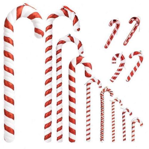 圣诞节装饰15-90CM红白彩绘拐杖影楼拍摄小道具橱窗场景拐杖礼品