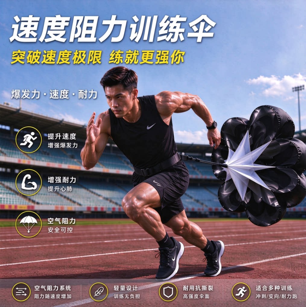 跑步阻力伞田径爆发力训练减速伞足球篮球体能力量训练速度伞