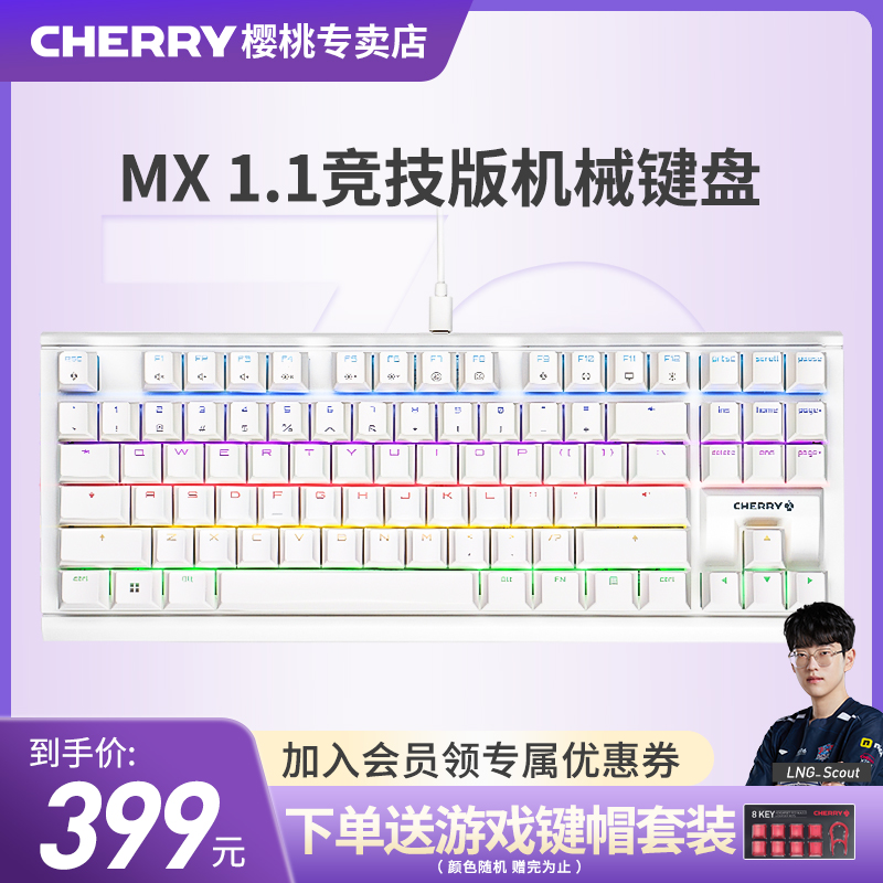 CHERRY樱桃MX11雪原极光RGB彩光电竞键盘87键游戏TKL有线红轴