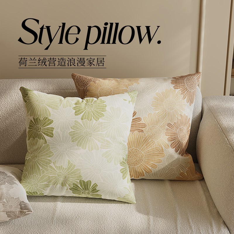 家用简约沙发抱枕套不含芯民宿客厅卧室装饰靠枕垫双面印花大靠垫