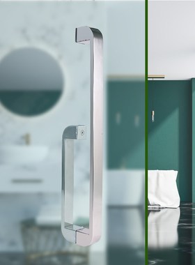 淋浴房浴室玻璃门拉手304不锈钢LE型冲凉房平开门推拉门哑黑色把