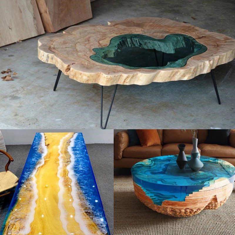 耐环氧桌ab手工:黄桌直销胶1变高硬度3河流 胶水河流环氧树脂