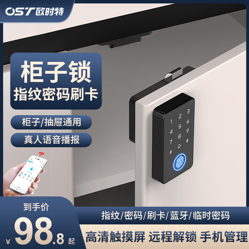 指纹柜门锁门口家用鞋柜锁门外柜文件柜子密码R锁办公桌智能抽屉