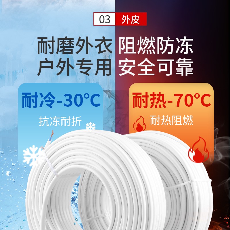 国标纯铜电线2芯3芯1/1.s5/2.5/4/6平方白色护套线家用电缆平行线