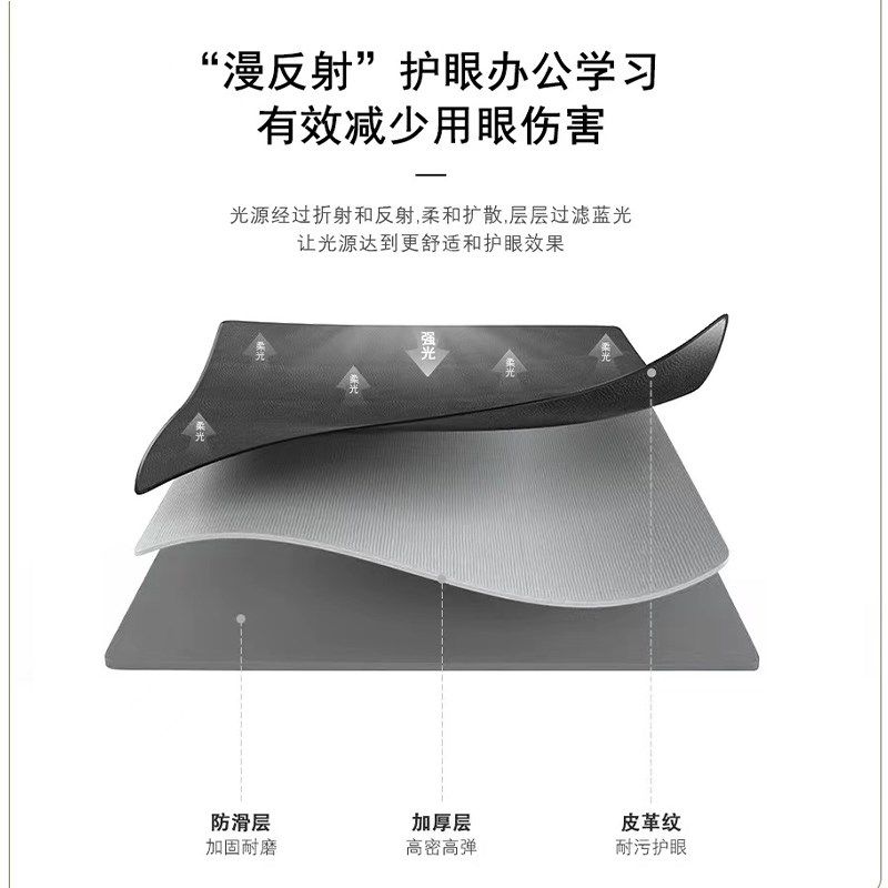 上班党可爱文字鼠标垫防水油皮革防滑办公桌垫大号电脑键盘垫