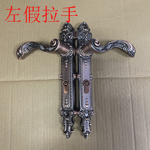 户外铁艺庭院大门锁欧式红古铜别墅院子锁70方管铝艺不锈钢把拉手