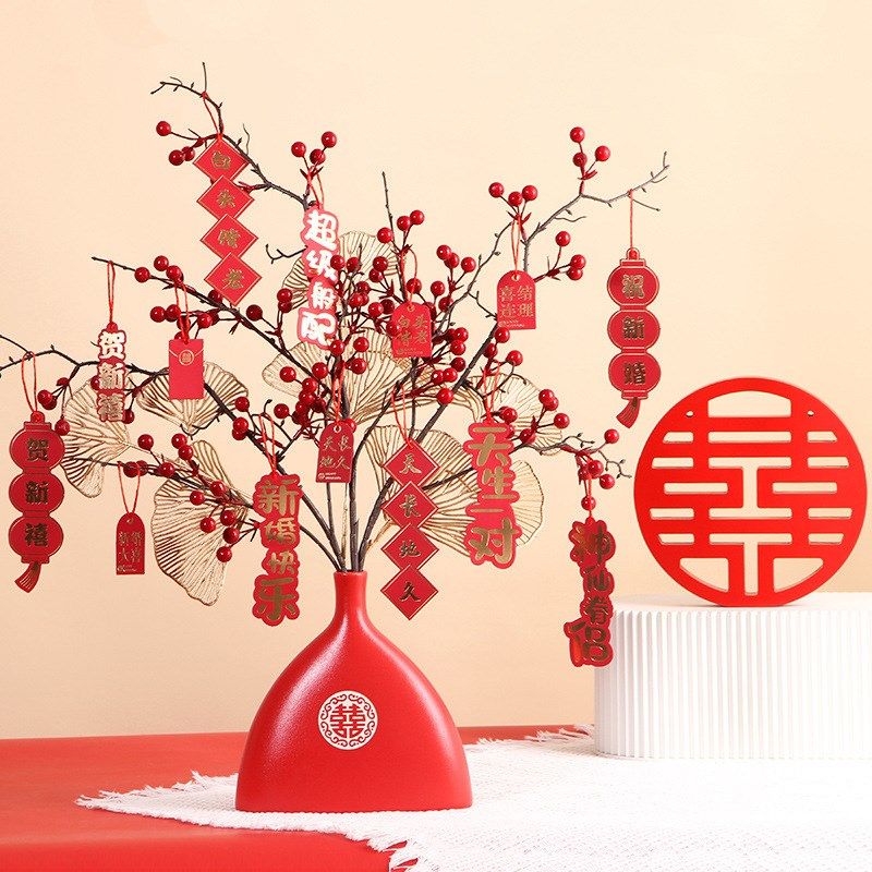 中式红色红果陶瓷花瓶婚礼喜庆结婚订婚装饰新房乔迁订婚花瓶摆件,节庆用品/礼品,节日装扮用品,淘宝优惠券,粉丝福利购,淘宝优惠卷