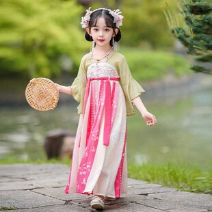 2024新款女童汉服仙气飘逸古风改良中国风古装演出儿童唐装春夏款
