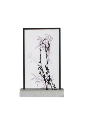 新中式玄关亚克力水墨文竹屏风禅意摆件样板房软装酒店别墅装饰品