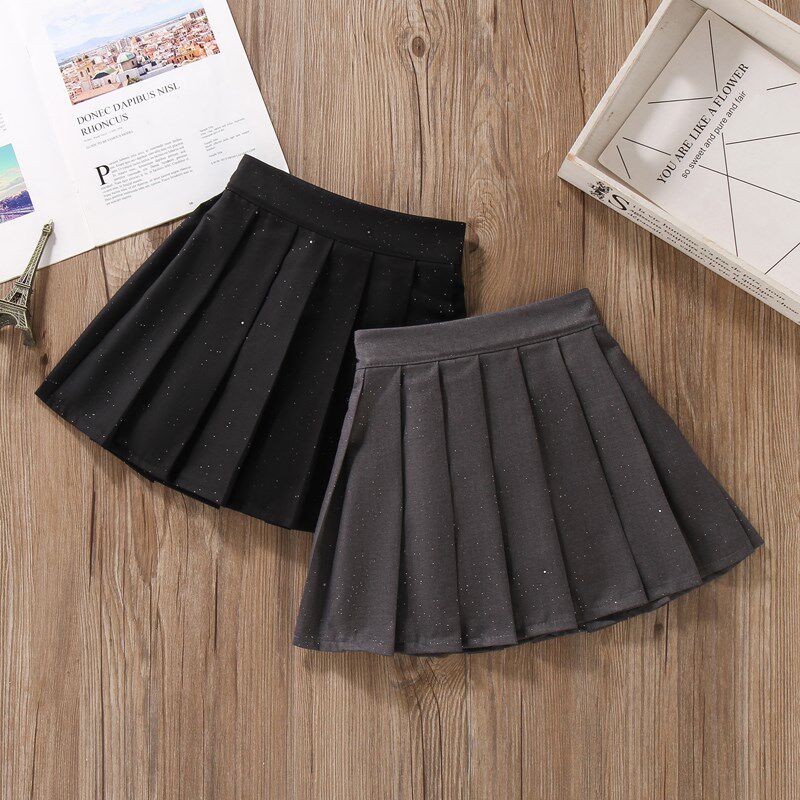 女童半身裙春秋2024新款裙子洋气公主女大童学院风灰色百褶jk短裙