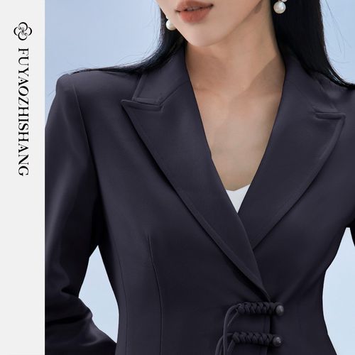 FUYAO扶摇 新中式西服外套女春季职业装气质正装国风盘扣西装套装