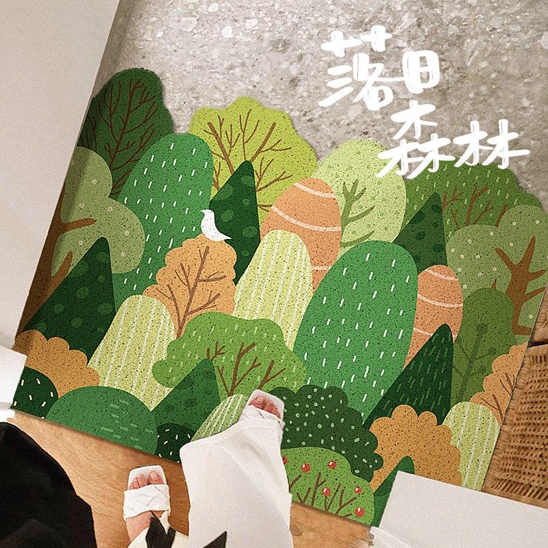暖藻 小树可裁剪丝圈入户门地垫进门口脚垫家用玄关定制防滑地毯,居家布艺,入户地垫,淘宝优惠券,粉丝福利购,淘宝优惠卷
