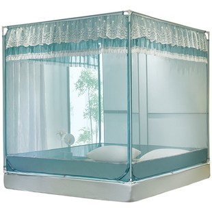 家用防摔儿童蚊帐全底三开门防尘顶回底床笠1.351.51.9m22m