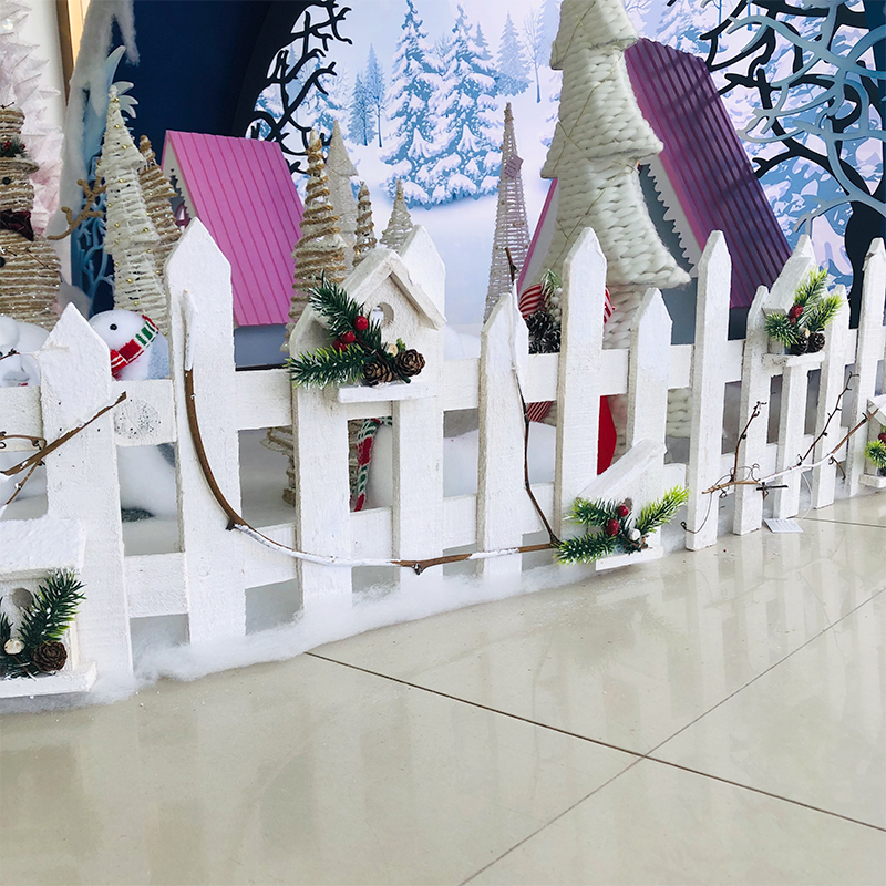 圣诞节装饰品120*25cm白色栅栏新年栏篱笆圣诞树场景围栏家居布置