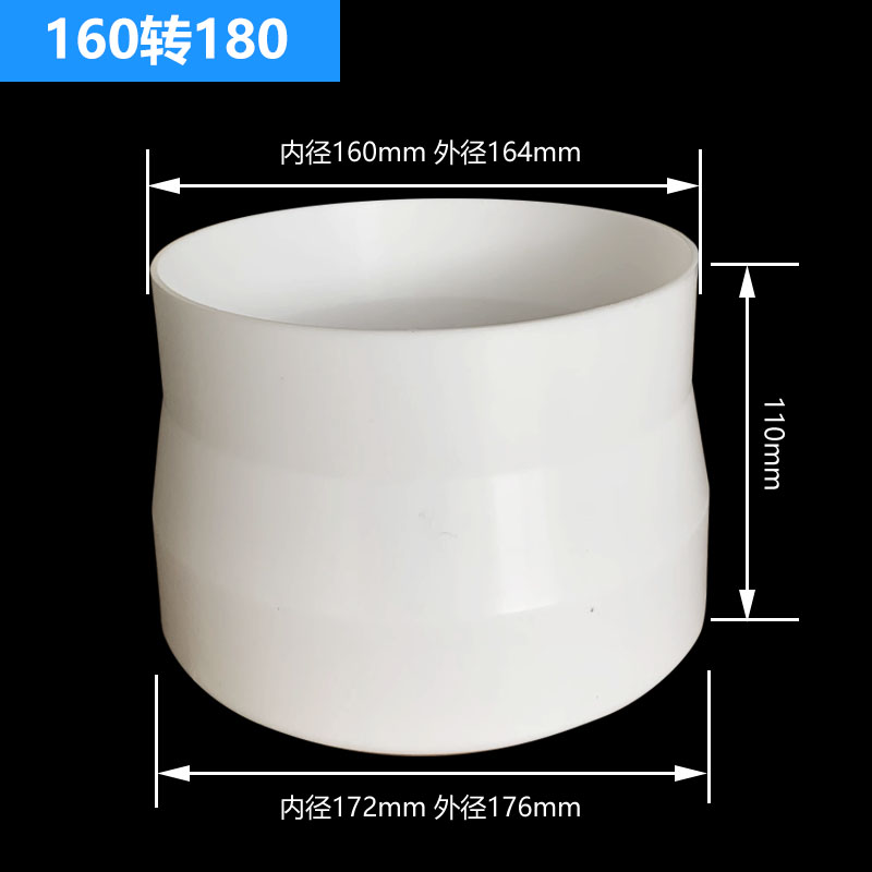 PVC变径大小头油烟机转换头变径圈排风管异径接头180转160转150mm
