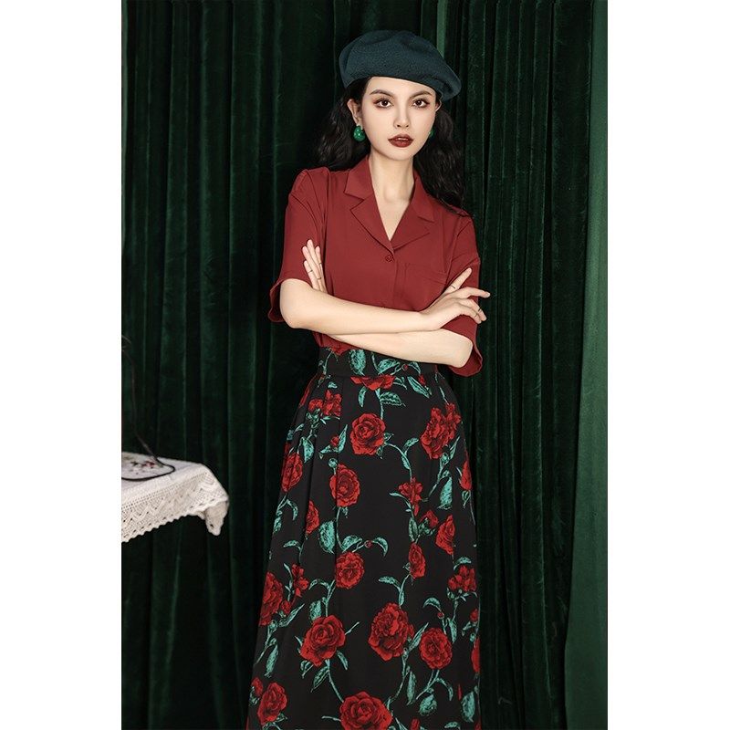 富贵之花~港风复古高腰收腰夏季薄款女神范中长款梨形身材半身裙,女装/女士精品,半身裙,淘宝优惠券,粉丝福利购,淘宝优惠卷