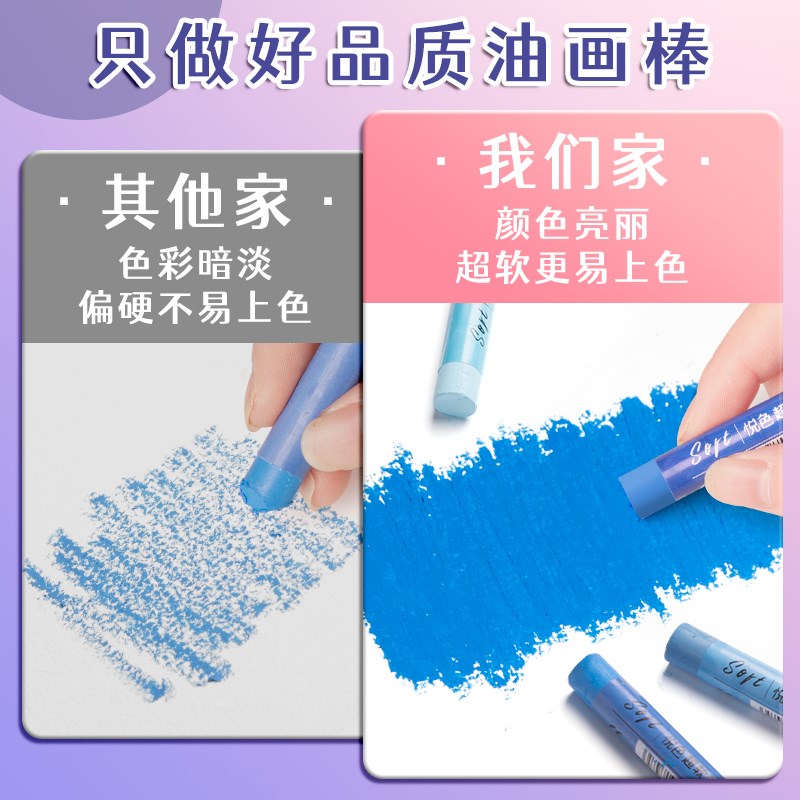 新疆包邮哥超软48色油画棒套装24色重彩软性蜡笔绘画刮刀专用工具