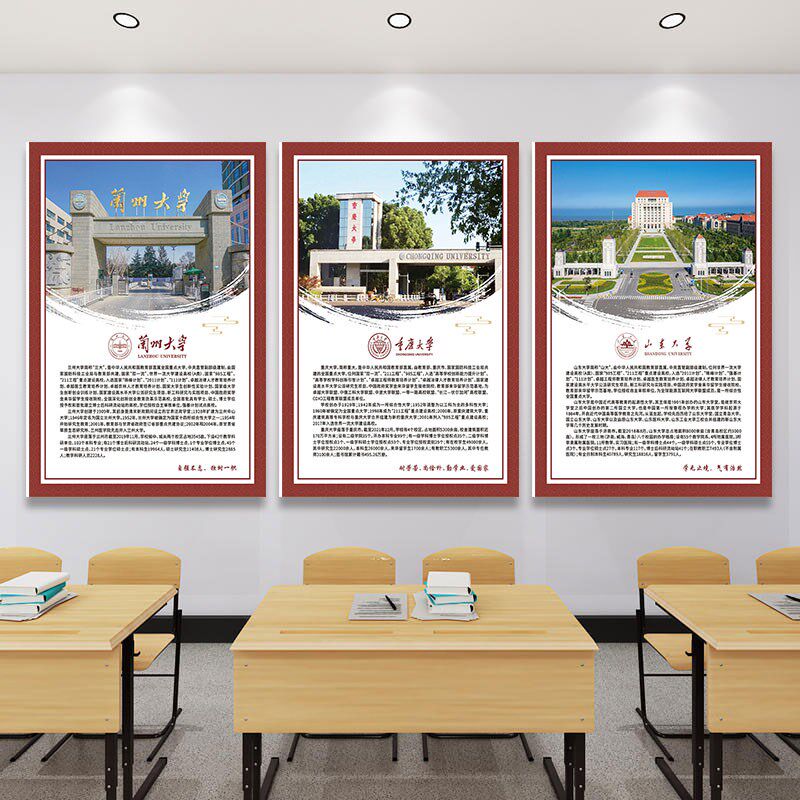 中国名校简介海报985工程大学挂图 校园文化班级励志墙面装饰贴画