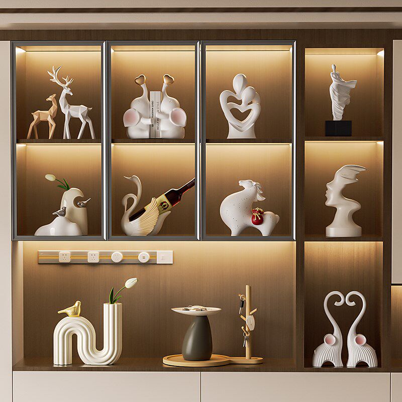 客厅饰品摆件高级感小众艺术软装轻奢家居电视背景墙酒柜工艺品