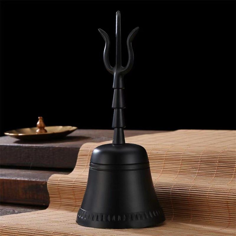 创意黄铜金属刚三叉黑色上课复古餐厅酒吧手摇铃铛工艺装饰品摆件,家居饰品,风铃及配件,淘宝优惠券,粉丝福利购,淘宝优惠卷