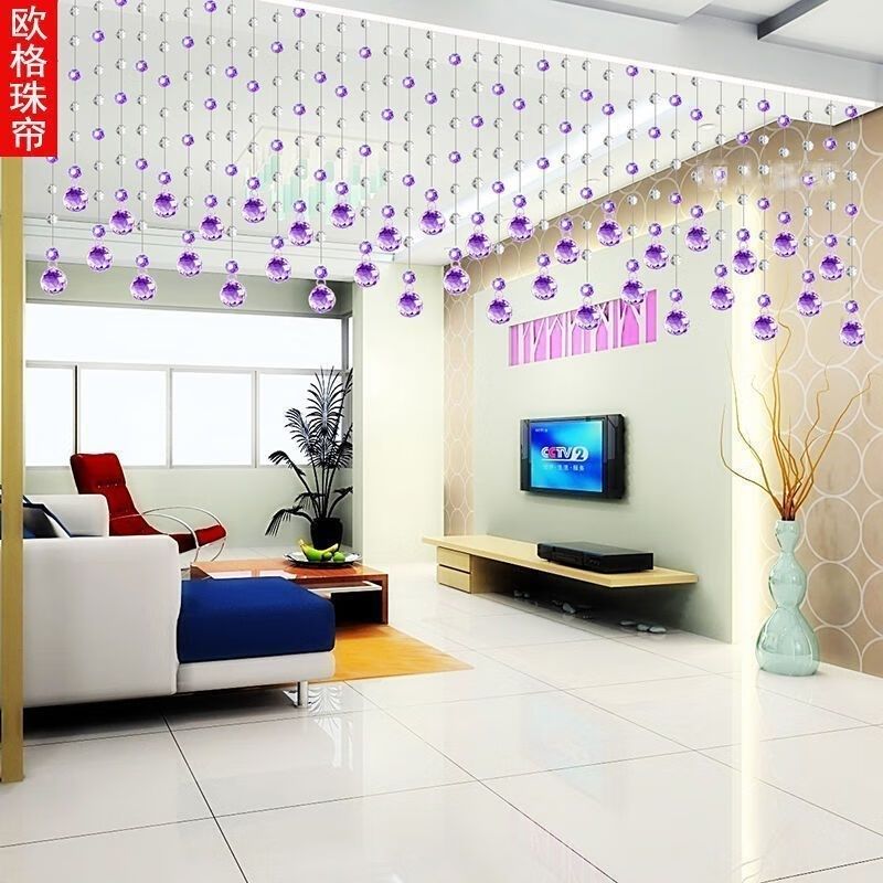 水晶珠帘装饰客厅卫生间大门卧室半截挂帘子免打孔短门帘隔断帘