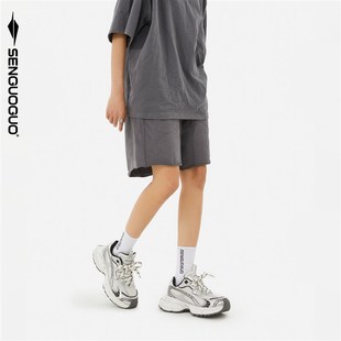 透气网面厚底增高休闲运动鞋 森果果 新款 男2024秋季 子 银色老爹鞋