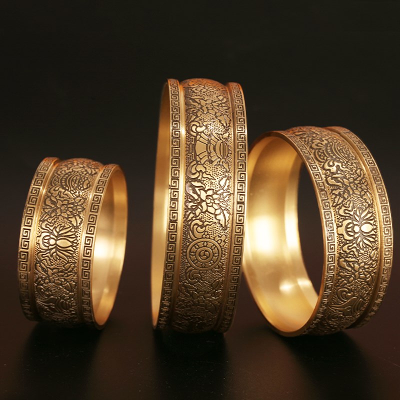 纯铜曼扎盘西藏式供奉八吉祥修曼10cm茶罗家用摆件上客厅家用师