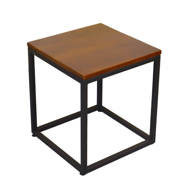 4H简约现代实木茶几桌客厅家用方几方形边几沙发角几铁艺咖啡桌组