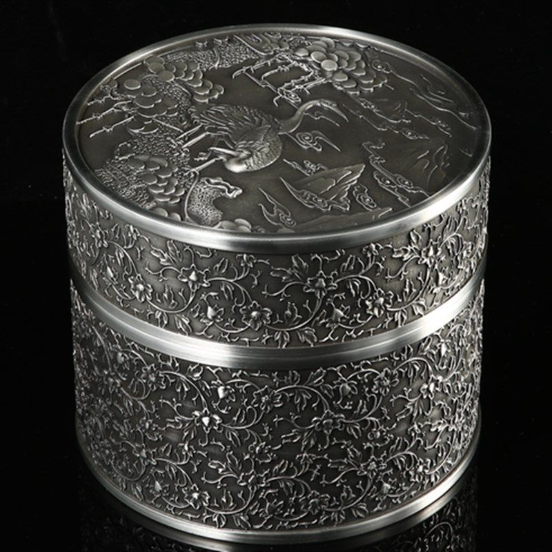 锡罐茶叶罐浮雕大号100克茶饼密封防潮保鲜金属醒茶罐纯锡礼品,餐饮具,茶叶罐,淘宝优惠券,粉丝福利购,淘宝优惠卷