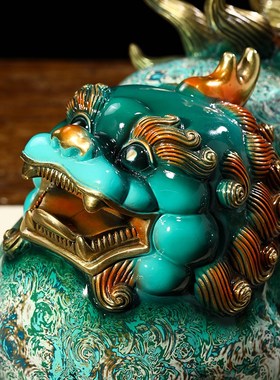 大漆铜貔貅摆件一对招财客厅玄关办公室貔恘装饰公司开业乔迁礼物