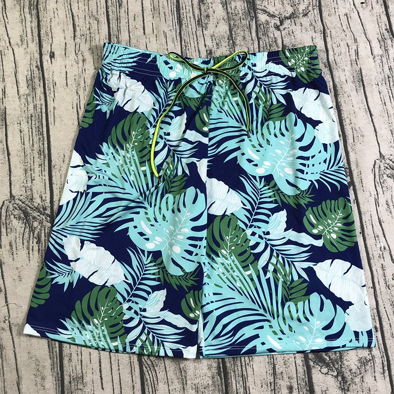 宽松印花平角裤五分男士游泳裤显瘦成人加肥加大码W男士沙滩裤泳