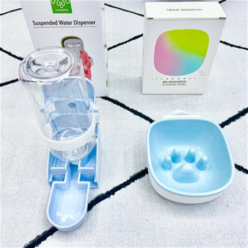 宠物饮水器猫咪悬挂式笼子狗狗自动喝喂水碗慢食W可固定食盆防