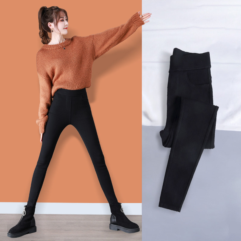 八分小个子打底裤女秋冬外穿150cm145小脚黑色魔术加绒九分矮个子