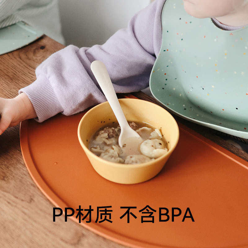 mushide儿童宝宝餐碗方形圆形PP材质婴儿餐具 两个装