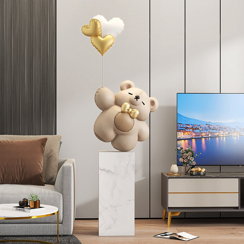 大型潮玩熊落地摆件家居饰品客厅玄关酒店开业雕塑大理石乔迁礼物,家居饰品,落地摆件,淘宝优惠券,粉丝福利购,淘宝优惠卷