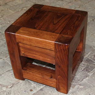 榆木雕花方木凳 原木凳四方凳 矮凳家用坐凳送R坐垫脚垫门口换鞋