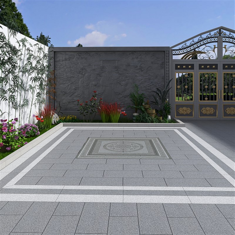 中式庭院拼花砖地铺石瓷砖石英砖18mm别墅院子户外防滑PC砖地面砖