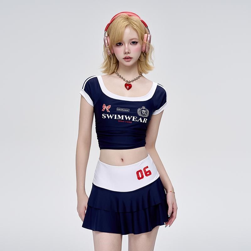 2025泳衣女新款爆款分体u裙式学院风保守显瘦绝美少女泡温泉游泳